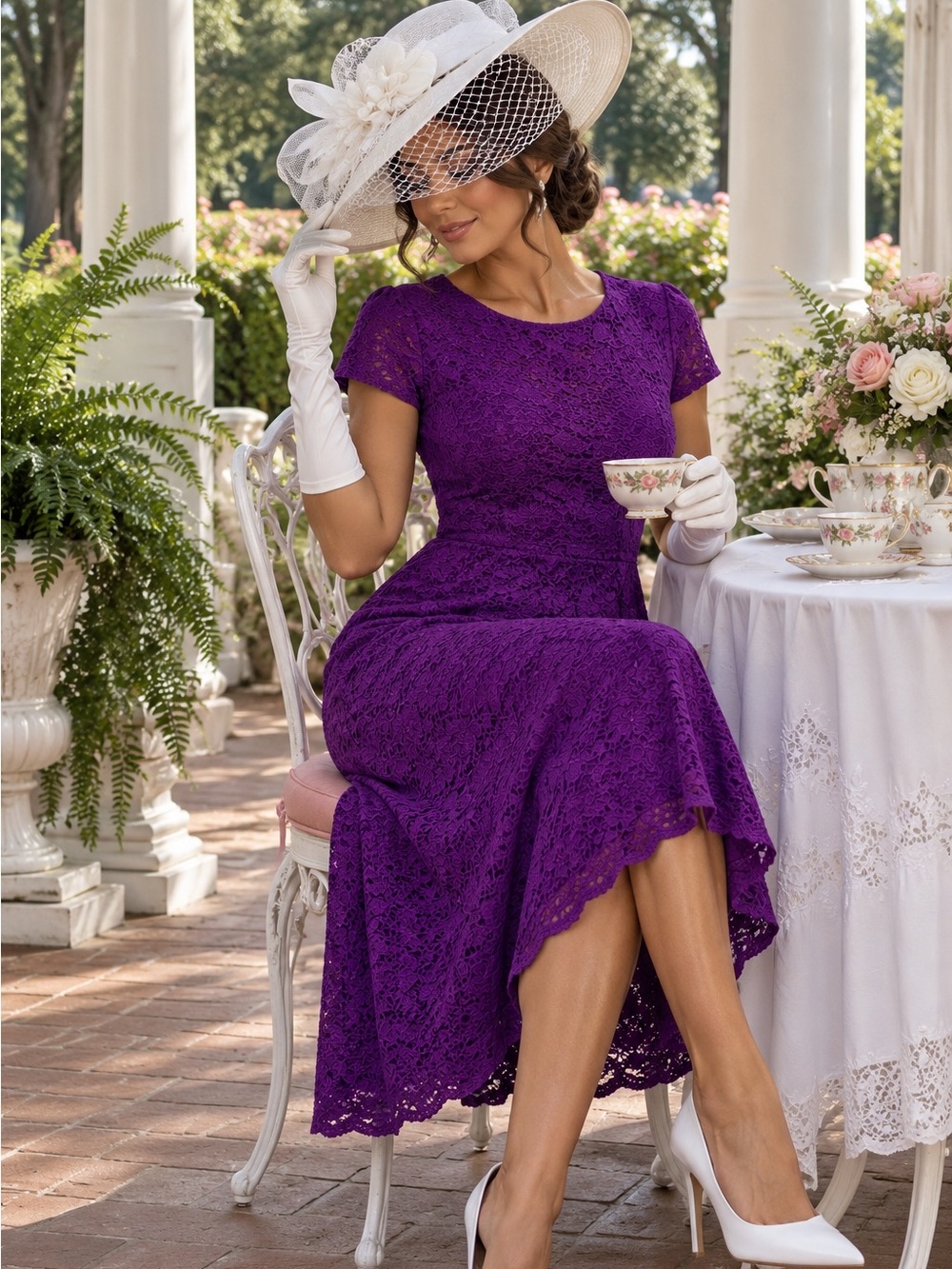 Alfani Purple Lace Midi Dress
